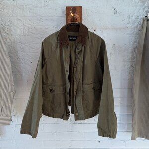 Buck Mason olive green cropped utility jacket w/ corduroy collar size S